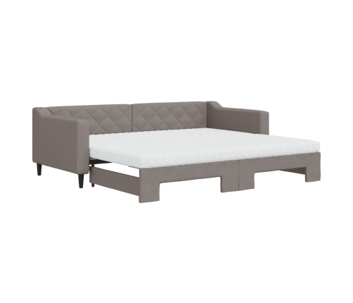 Sofá cama nido con colchón tela gris taupe 90x200 cm