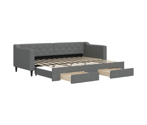 Sofá cama nido con cajones tela gris oscuro 80x200 cm