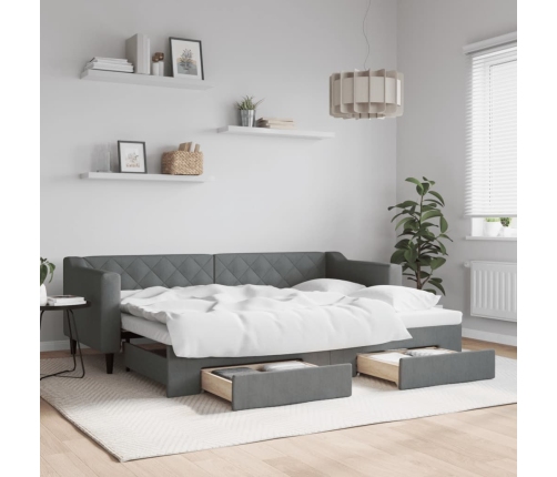 Sofá cama nido con cajones tela gris oscuro 80x200 cm