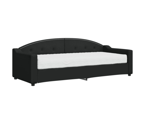 vidaXL Sofá cama con colchón tela negro 80x200 cm