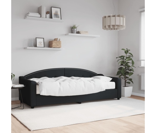 vidaXL Sofá cama con colchón tela negro 80x200 cm