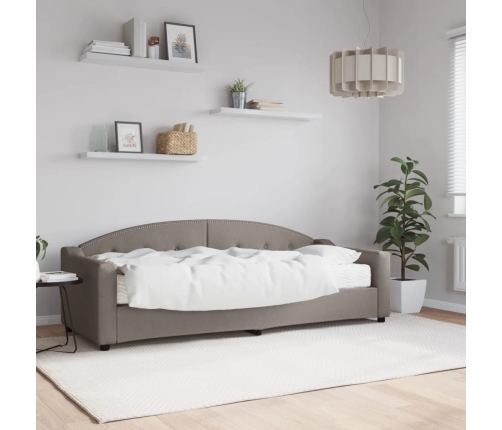 Sofá cama con colchón tela gris taupe 80x200 cm