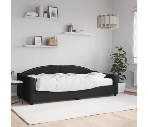 Sofá cama con colchón tela negro 90x200 cm