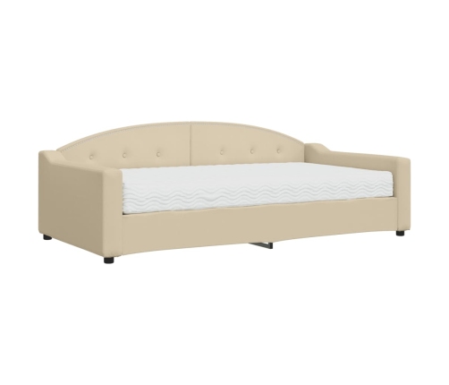 vidaXL Sofá cama con colchón tela crema 100x200 cm