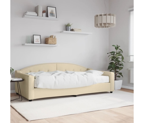 vidaXL Sofá cama con colchón tela crema 100x200 cm