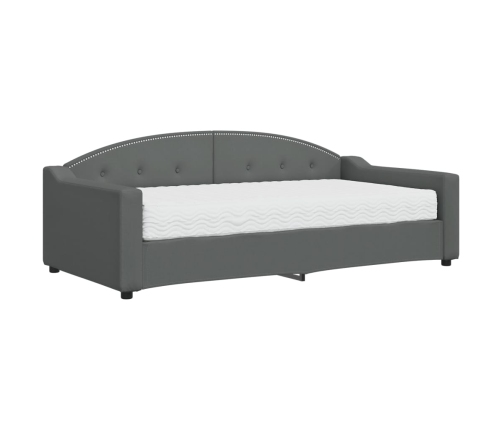 Sofá cama con colchón tela gris oscuro 90x190 cm