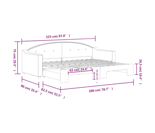 Sofá cama nido tela crema 80x200 cm