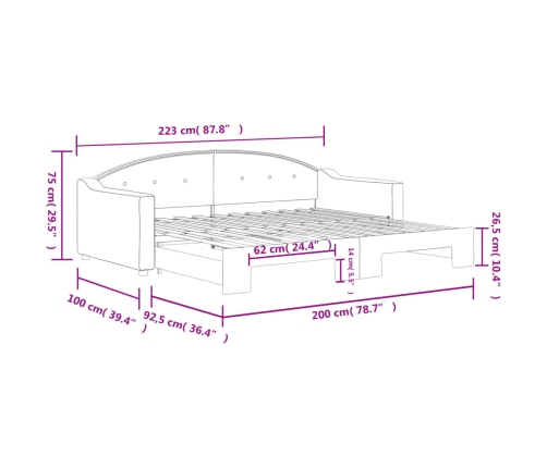 Sofá cama nido tela gris taupe 90x200 cm