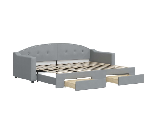 vidaXL Sofá cama nido con cajones tela gris claro 80x200 cm