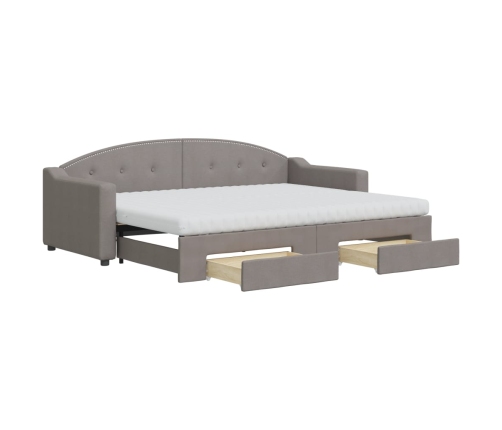 vidaXL Sofá cama nido con cajones tela gris taupe 80x200 cm