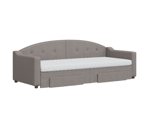 vidaXL Sofá cama nido con cajones tela gris taupe 80x200 cm