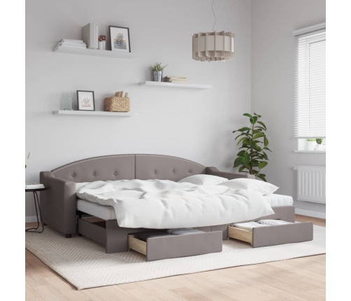 vidaXL Sofá cama nido con cajones tela gris taupe 80x200 cm