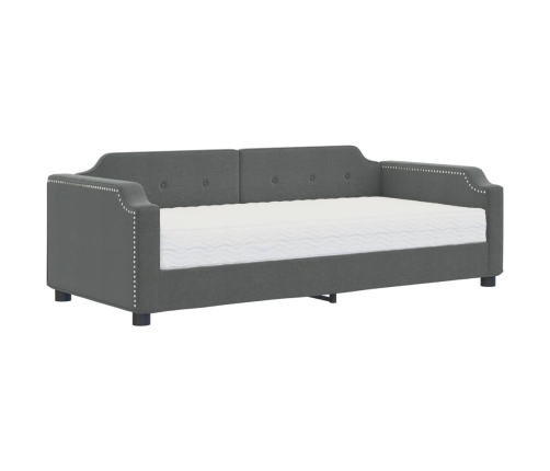 vidaXL Sofá cama con colchón tela gris oscuro 80x200 cm