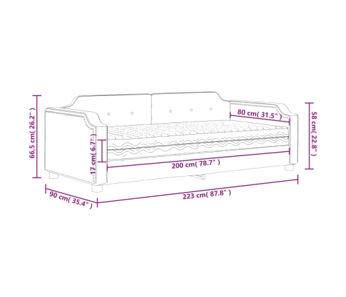 vidaXL Sofá cama con colchón tela gris oscuro 80x200 cm