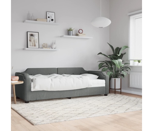 vidaXL Sofá cama con colchón tela gris oscuro 80x200 cm