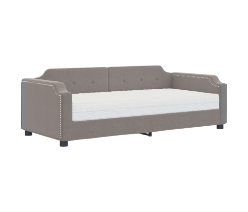 Sofá cama con colchón tela gris taupe 80x200 cm