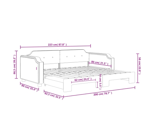 Sofá cama nido tela gris taupe 80x200 cm