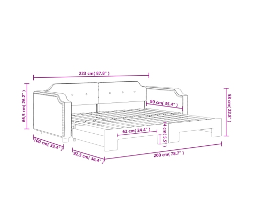 vidaXL Sofá cama nido tela crema 90x200 cm