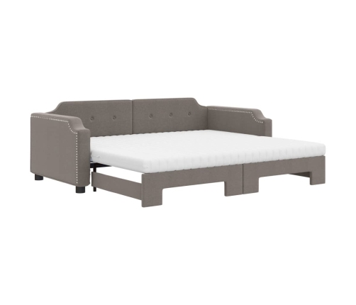 vidaXL Sofá cama nido con colchón tela taupe 80x200 cm