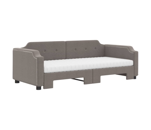 vidaXL Sofá cama nido con colchón tela taupe 80x200 cm