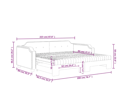 vidaXL Sofá cama nido con colchón tela taupe 80x200 cm