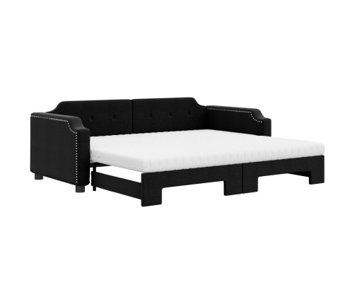 vidaXL Sofá cama nido con colchón tela negro 100x200 cm