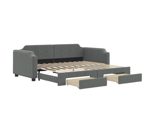 vidaXL Sofá cama nido con cajones tela gris oscuro 90x200 cm