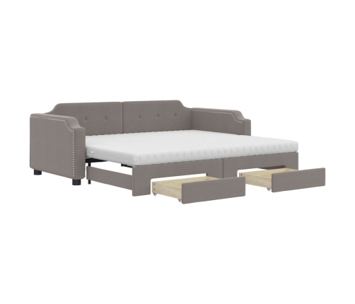 Sofá cama nido con cajones tela gris taupe 80x200 cm