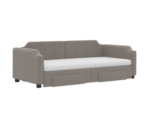 Sofá cama nido con cajones tela gris taupe 80x200 cm