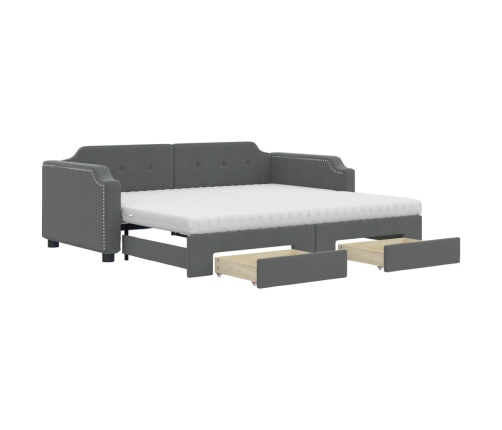 Sofá cama nido con cajones tela gris oscuro 90x190 cm