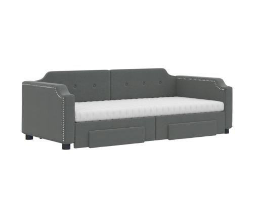 Sofá cama nido con cajones tela gris oscuro 90x190 cm