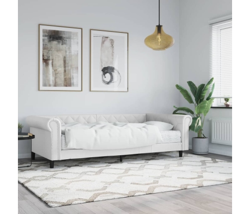 Sofá cama con colchón cuero sintético blanco 90x200 cm