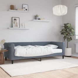 Sofá cama con colchón terciopelo gris oscuro 80x200 cm