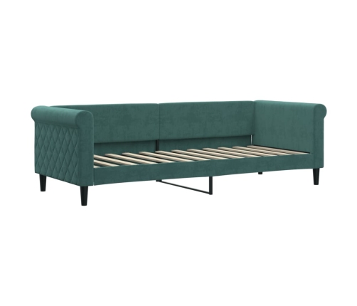 Sofá cama con colchón terciopelo verde oscuro 80x200 cm