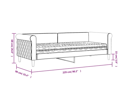 Sofá cama con colchón terciopelo verde oscuro 80x200 cm