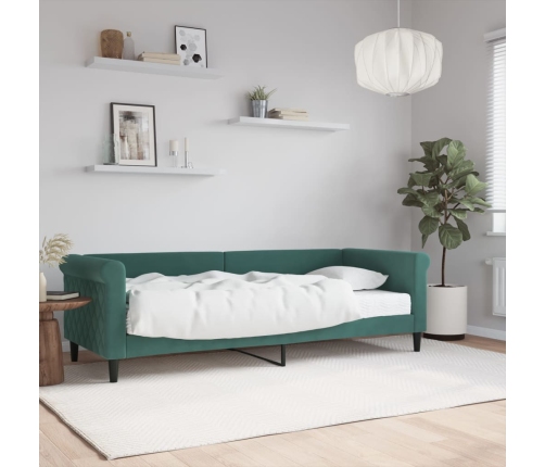 Sofá cama con colchón terciopelo verde oscuro 80x200 cm