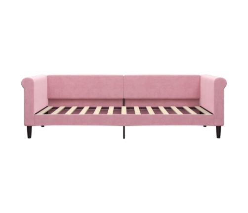 Sofá cama con colchón terciopelo rosa 90x200 cm