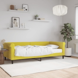 Sofá cama con colchón terciopelo amarillo 90x200 cm