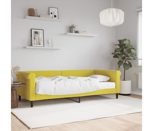 Sofá cama con colchón terciopelo amarillo 90x200 cm