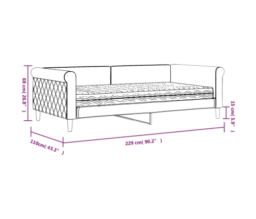 Sofá cama con colchón terciopelo gris claro 100x200 cm