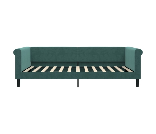 Sofá cama con colchón terciopelo verde oscuro 100x200 cm