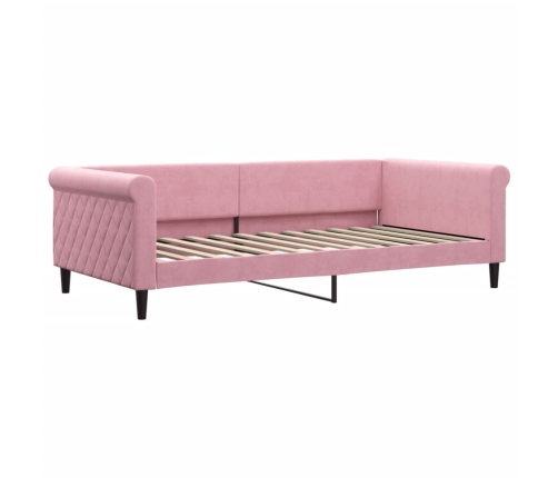 Sofá cama con colchón terciopelo rosa 100x200 cm