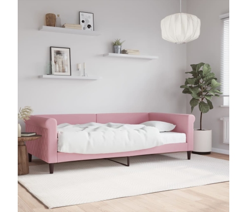 Sofá cama con colchón terciopelo rosa 100x200 cm