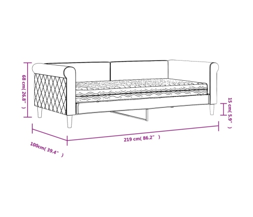 vidaXL Sofá cama con colchón terciopelo gris claro 90x190 cm