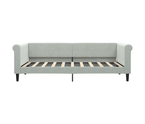 vidaXL Sofá cama con colchón terciopelo gris claro 90x190 cm