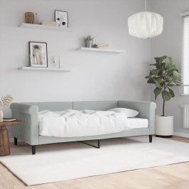 Sofá cama con colchón terciopelo gris claro 90x190 cm