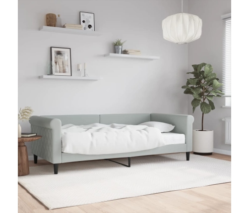 vidaXL Sofá cama con colchón terciopelo gris claro 90x190 cm