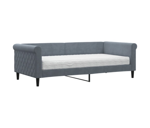 Sofá cama con colchón terciopelo gris oscuro 90x190 cm