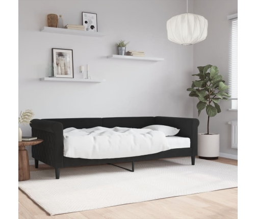 Sofá cama con colchón terciopelo negro 90x190 cm