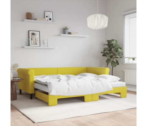 Sofá cama nido con colchón terciopelo amarillo 90x200 cm